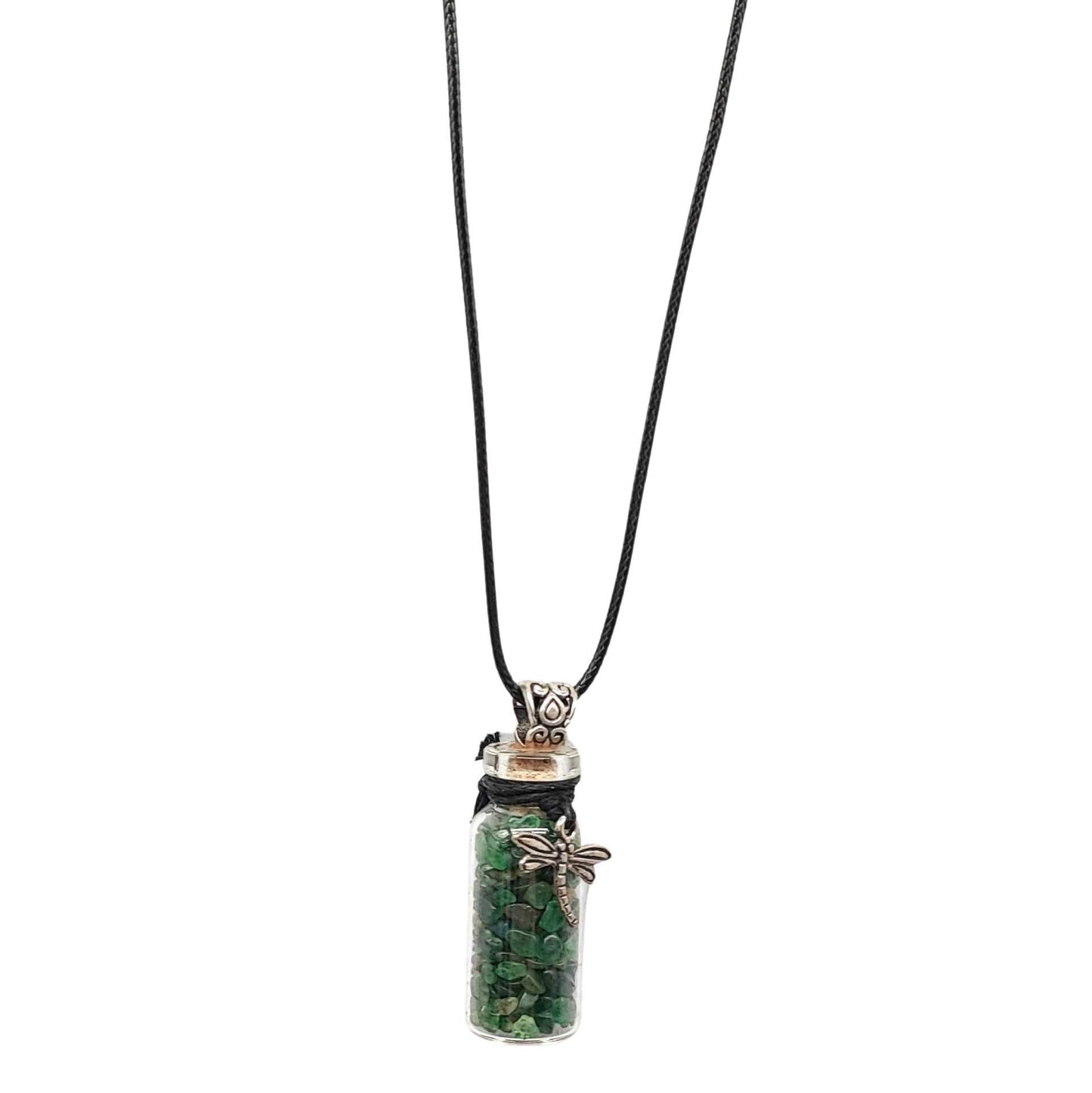 Necklace -Green Aventurine with Dragonfly -Bottle -Bottle -Aromes Evasions 