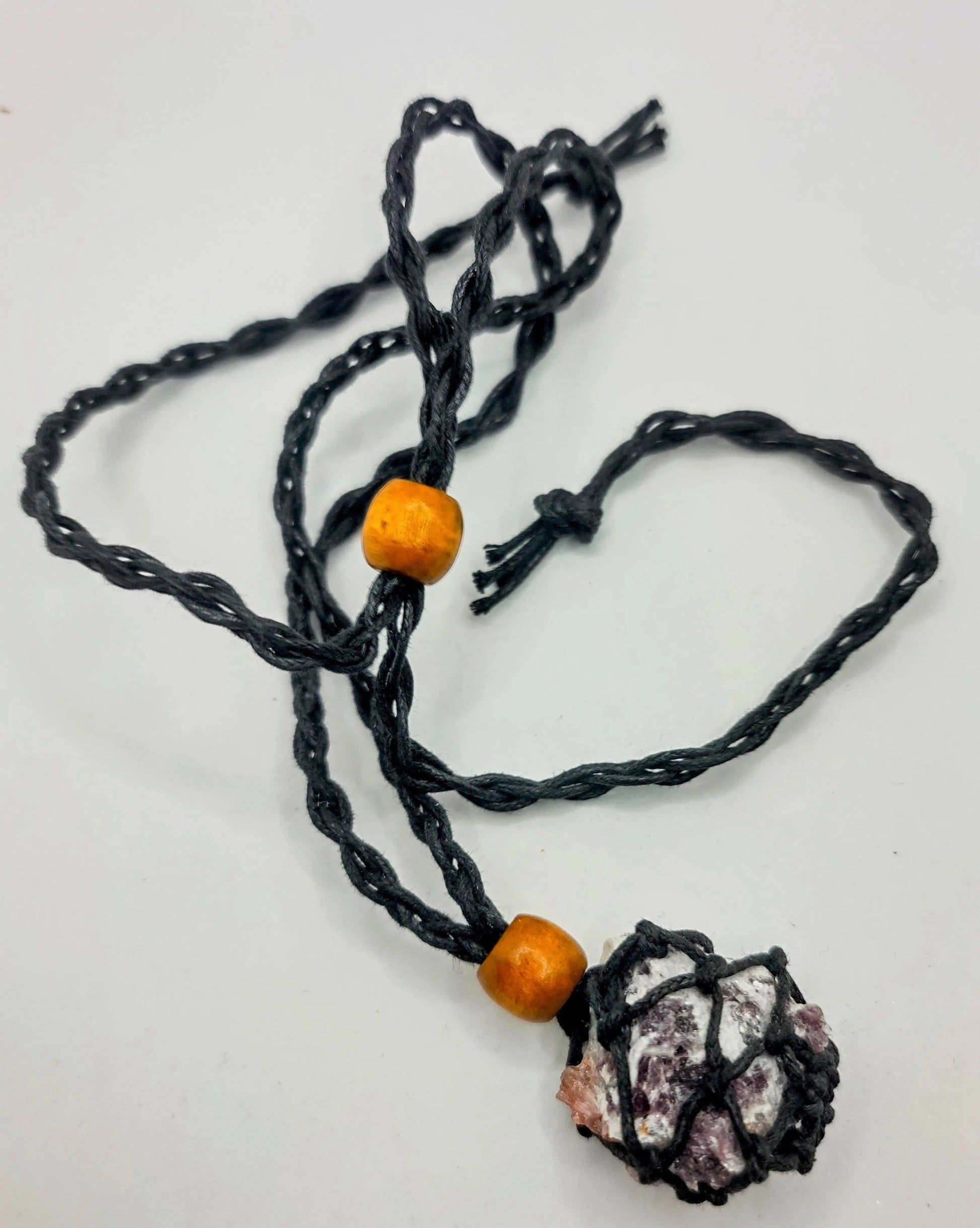 Necklace -Mesh Gemstone -Lepidolite Mesh Aromes Evasions 