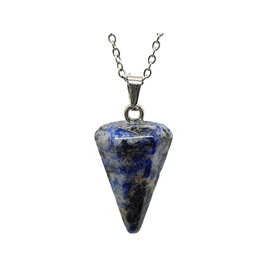 Necklace -Mini Cone -Blue Spot Jasper - -Aromes Evasions 