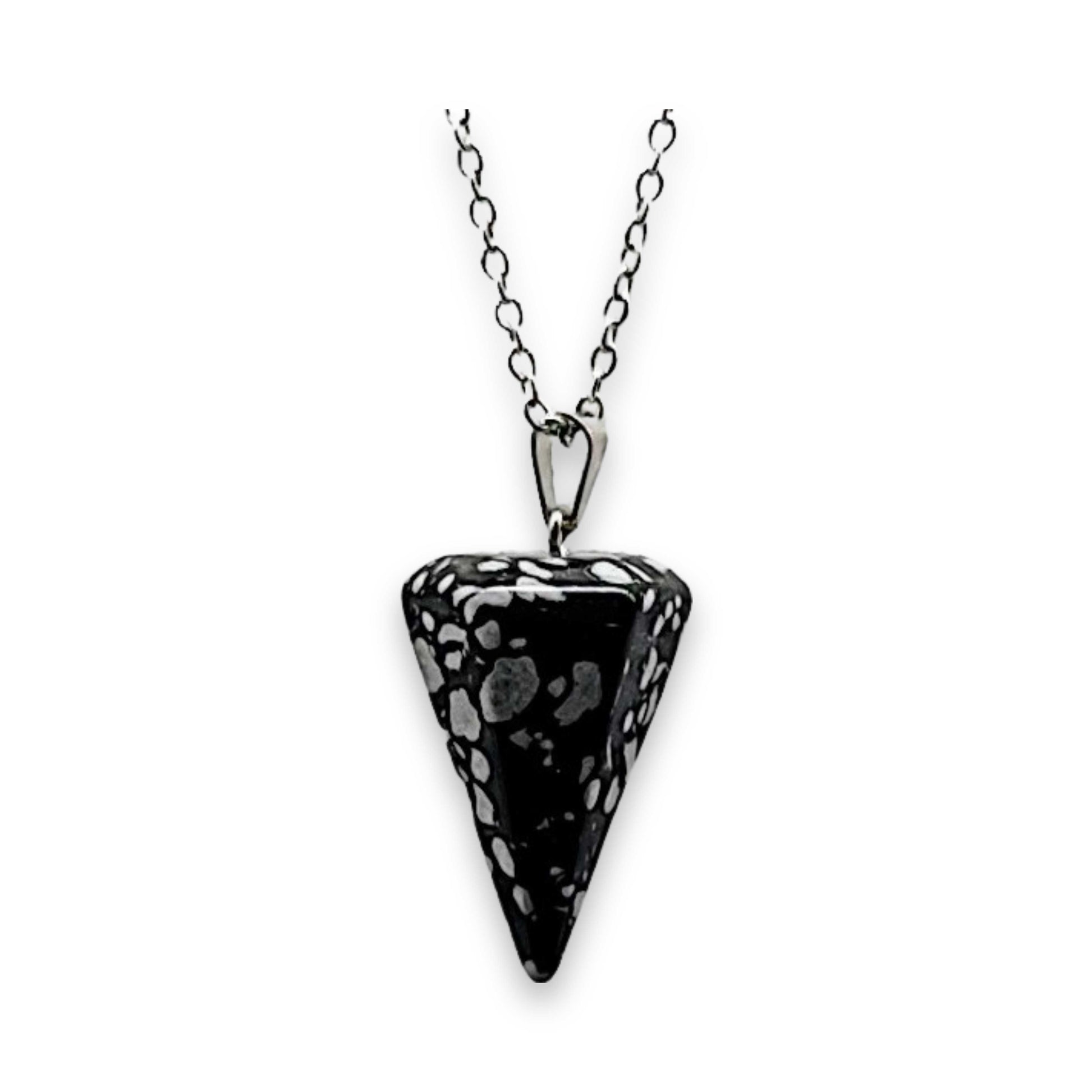 Necklace -Mini Cone -Snowflake Obsidian -Snowflake Obsidian -Aromes Evasions 