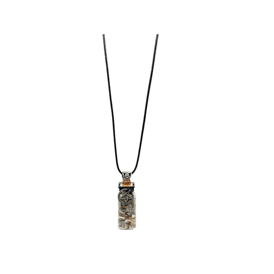 Necklace -Moonstone Black Gemstone with Pentacle -Bottle -Bottle -Aromes Evasions 