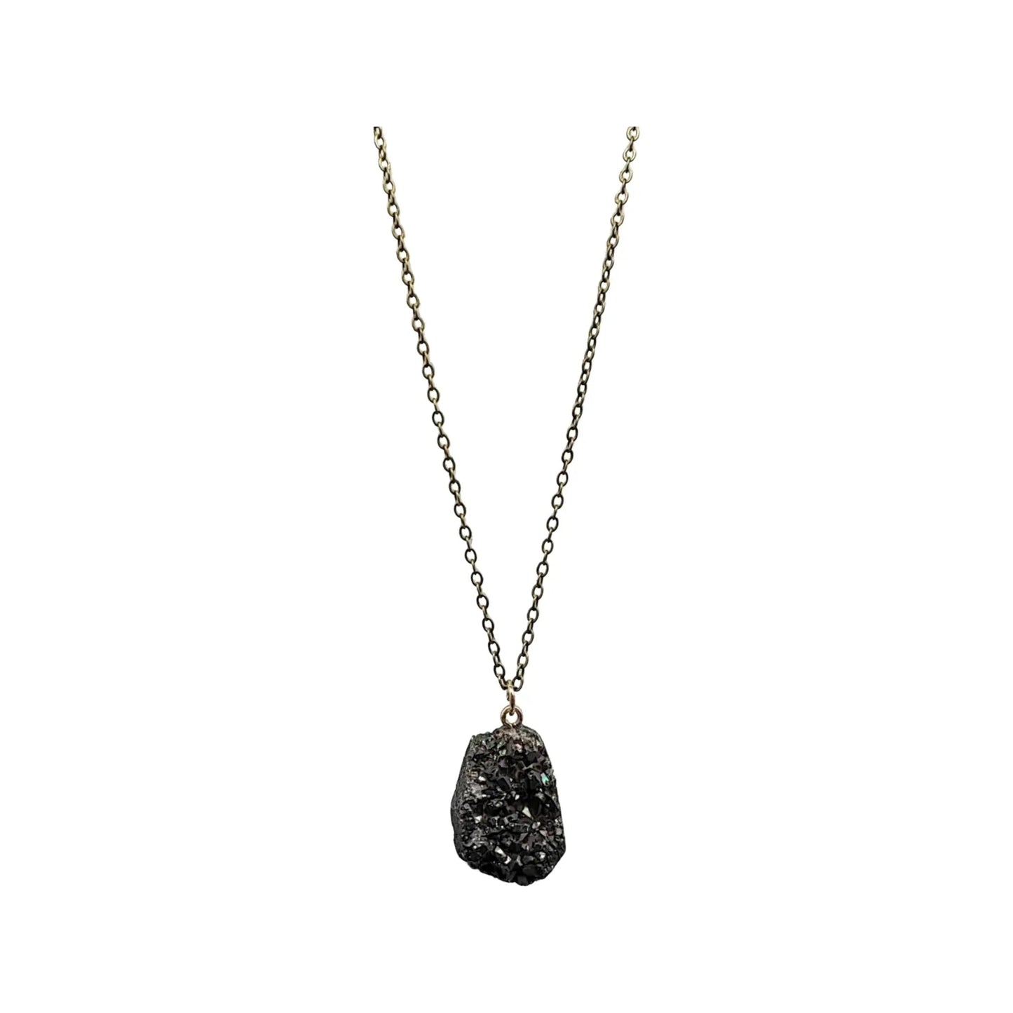 Necklace -Natural Druzy Agate -Black -Agate Druzy -Aromes Evasions 