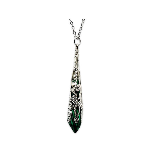 Necklace -Pointed -Malachite -Stainless Steel Findings -Bullet Point -Aromes Evasions 