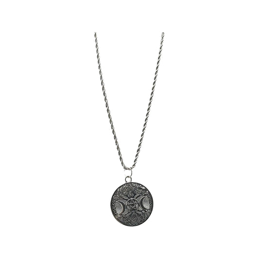 Necklace -Triple Moon Goddess -Antique Silver -Triple Moon Goddess -Aromes Evasions 