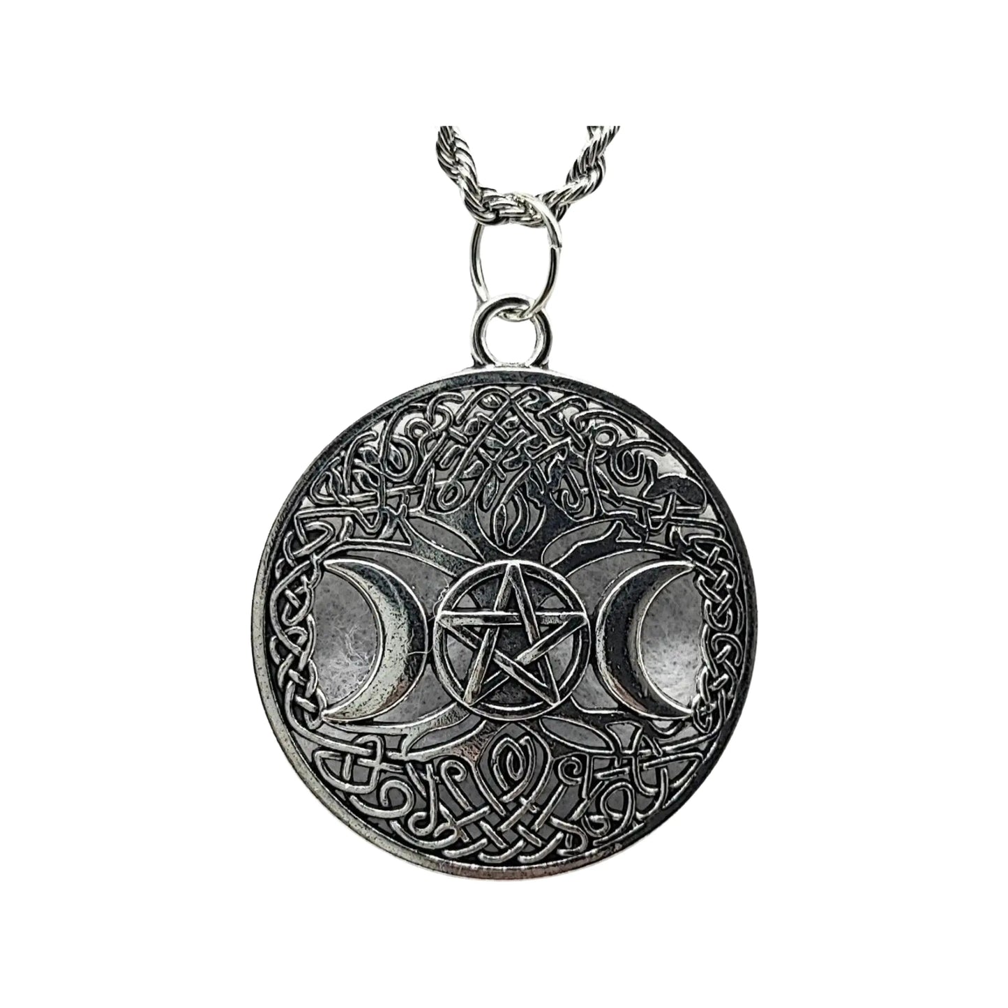 Necklace -Triple Moon Goddess -Antique Silver -Triple Moon Goddess -Aromes Evasions 