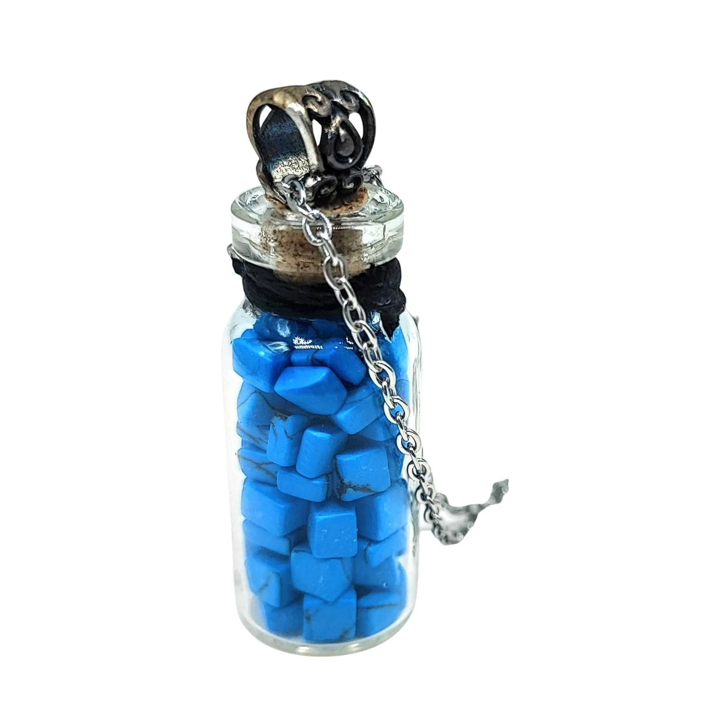 Necklace -Turquoise Gemstone with Leaf -Bottle -Bottle -Aromes Evasions 