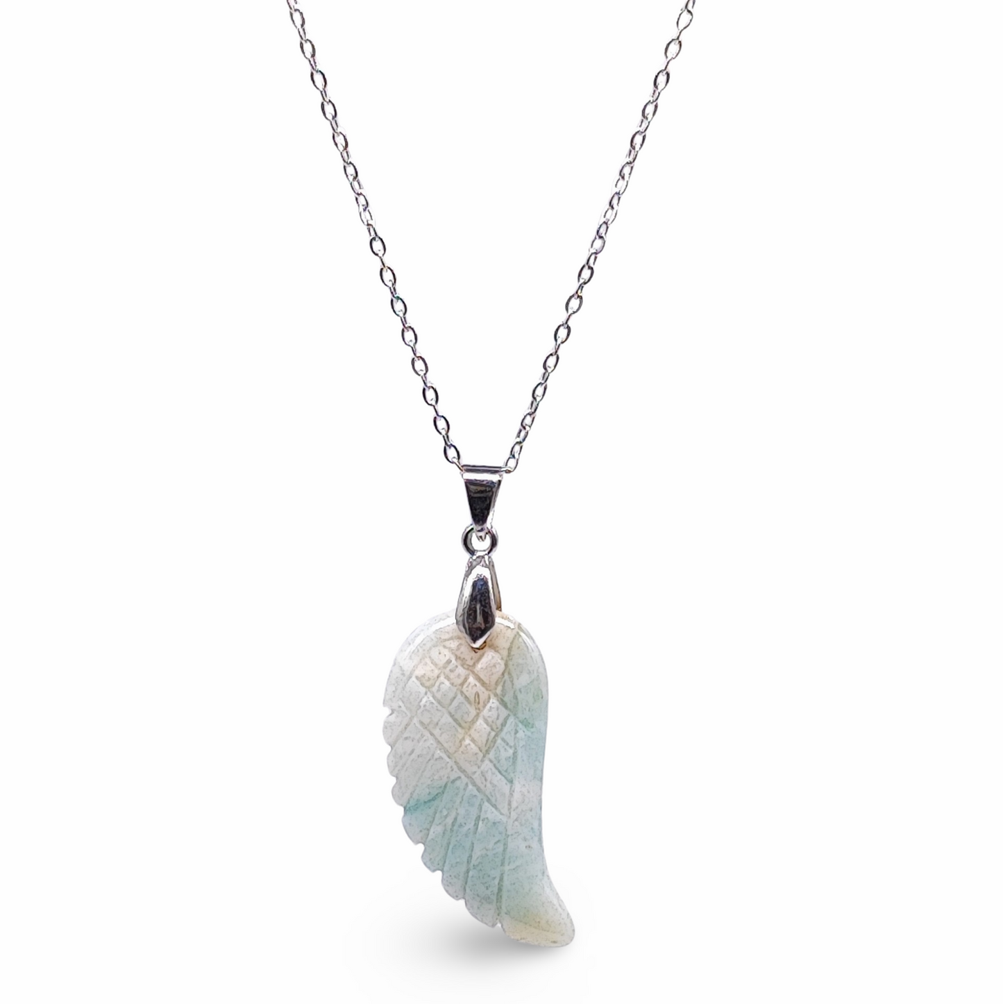 Necklace -Gemstone -Angel Wings -Amazonite - Arômes et Évasions