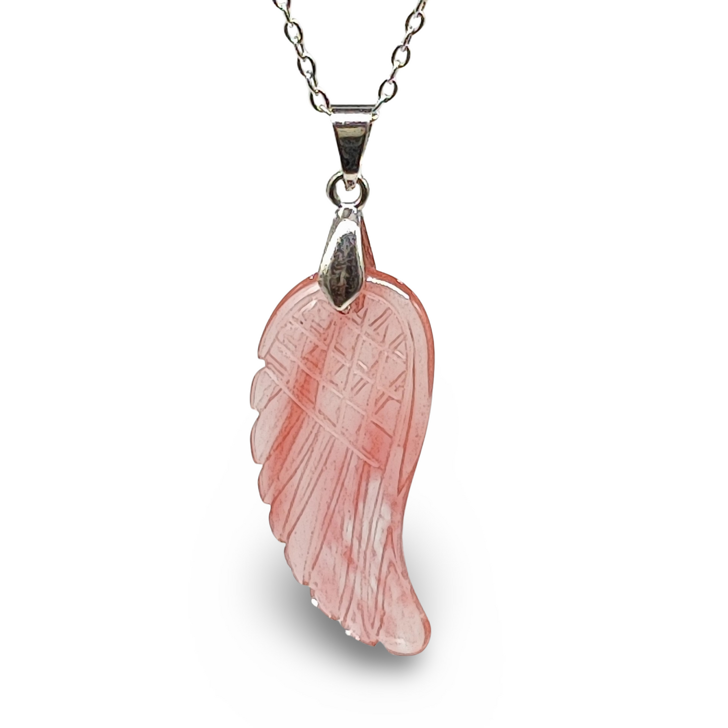 Necklace -Gemstone -Angel Wings -Cherry Quartz - Arômes et Évasions