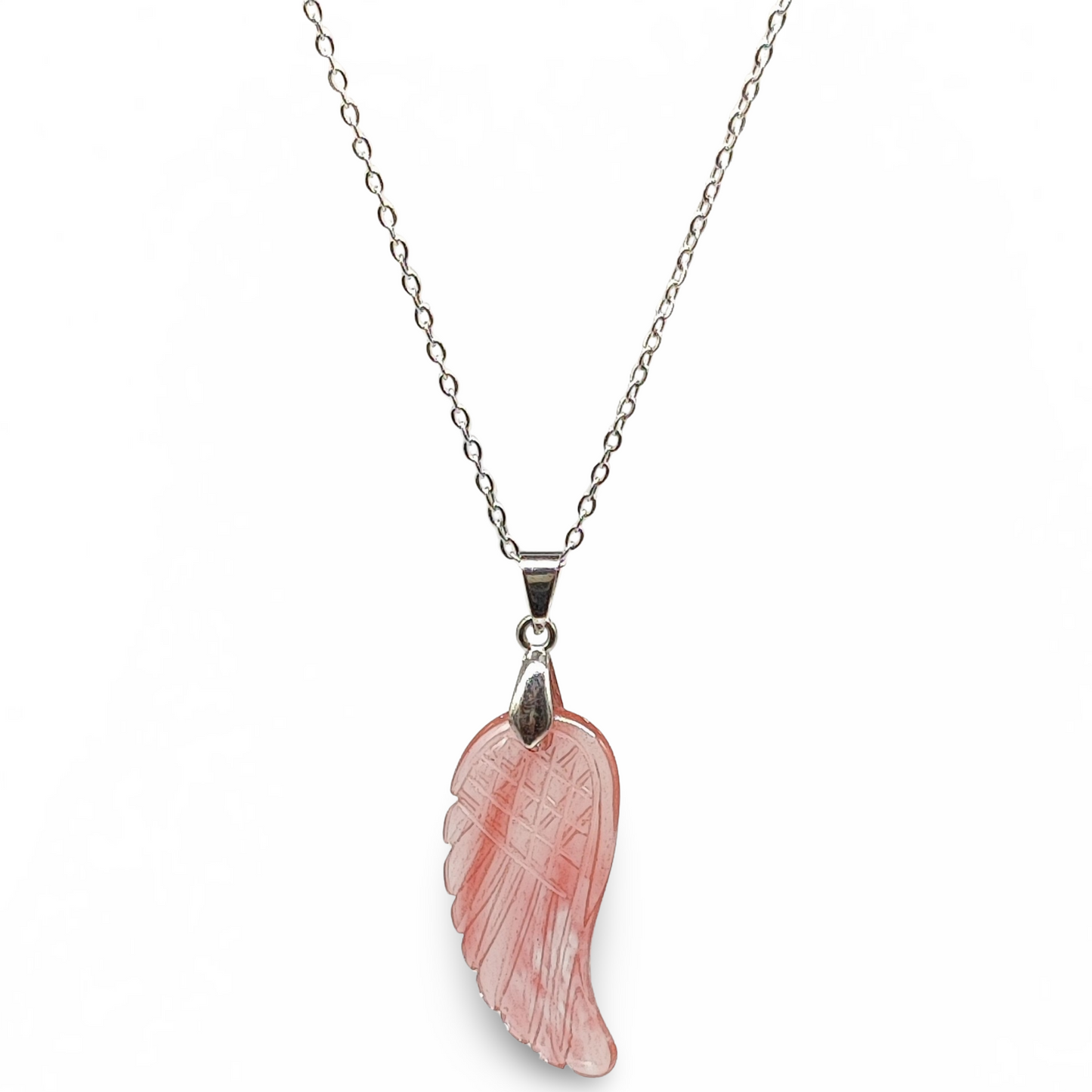 Necklace -Gemstone -Angel Wings -Cherry Quartz - Arômes et Évasions