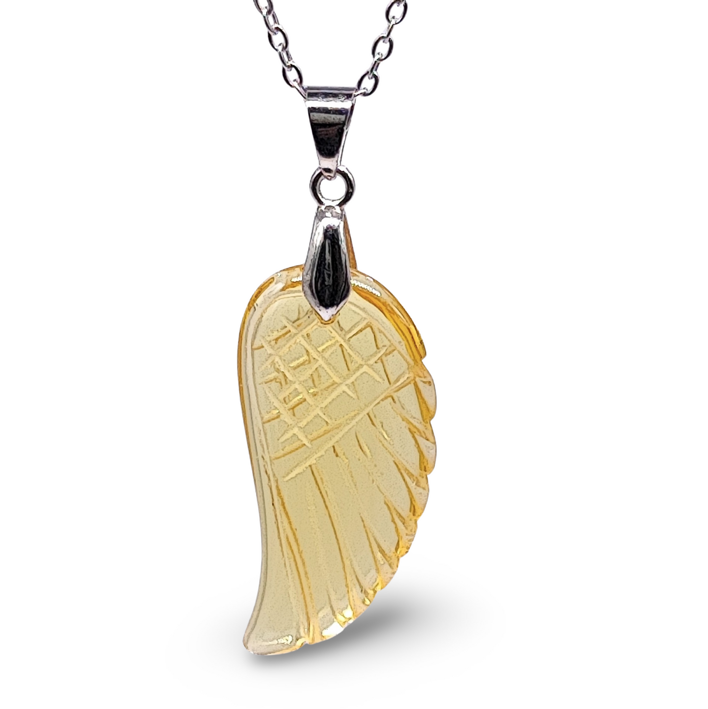 Necklace -Gemstone -Angel Wings -Citrine - Arômes et Évasions