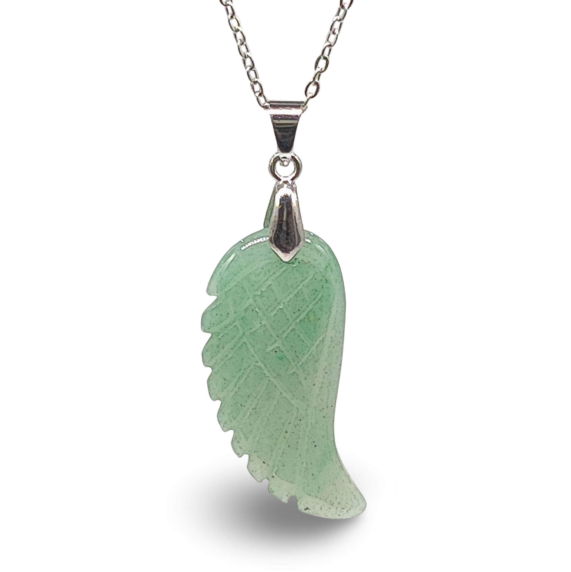 Necklace -Gemstone -Angel Wings -Green Aventurine