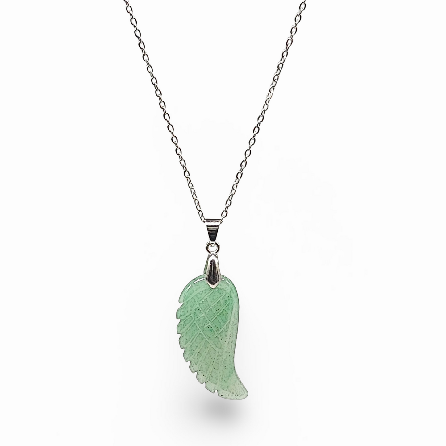 Necklace -Gemstone -Angel Wings -Green Aventurine - Arômes et Évasions