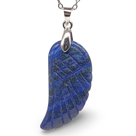 Necklace -Gemstone -Angel Wings -Lapis Lazuli - Arômes et Évasions