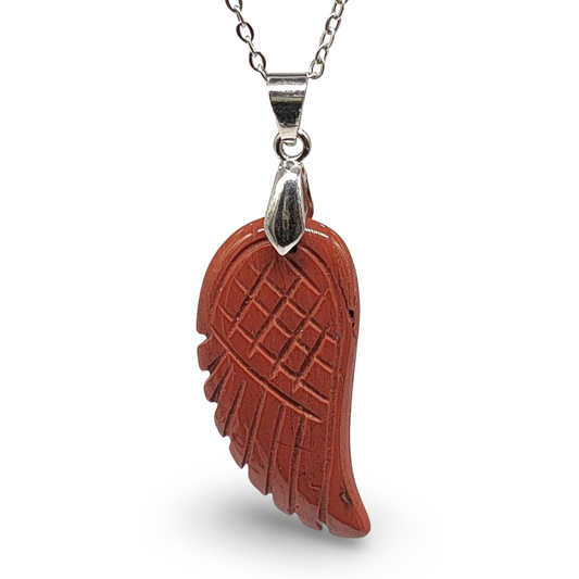 Necklace -Gemstone -Angel Wings -Red Jasper - Arômes et Évasions