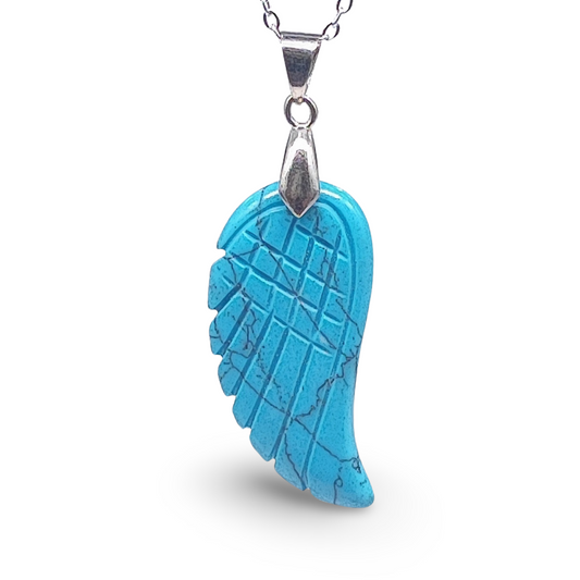 Necklace -Gemstone -Angel Wings -Turquoise - Arômes et Évasions