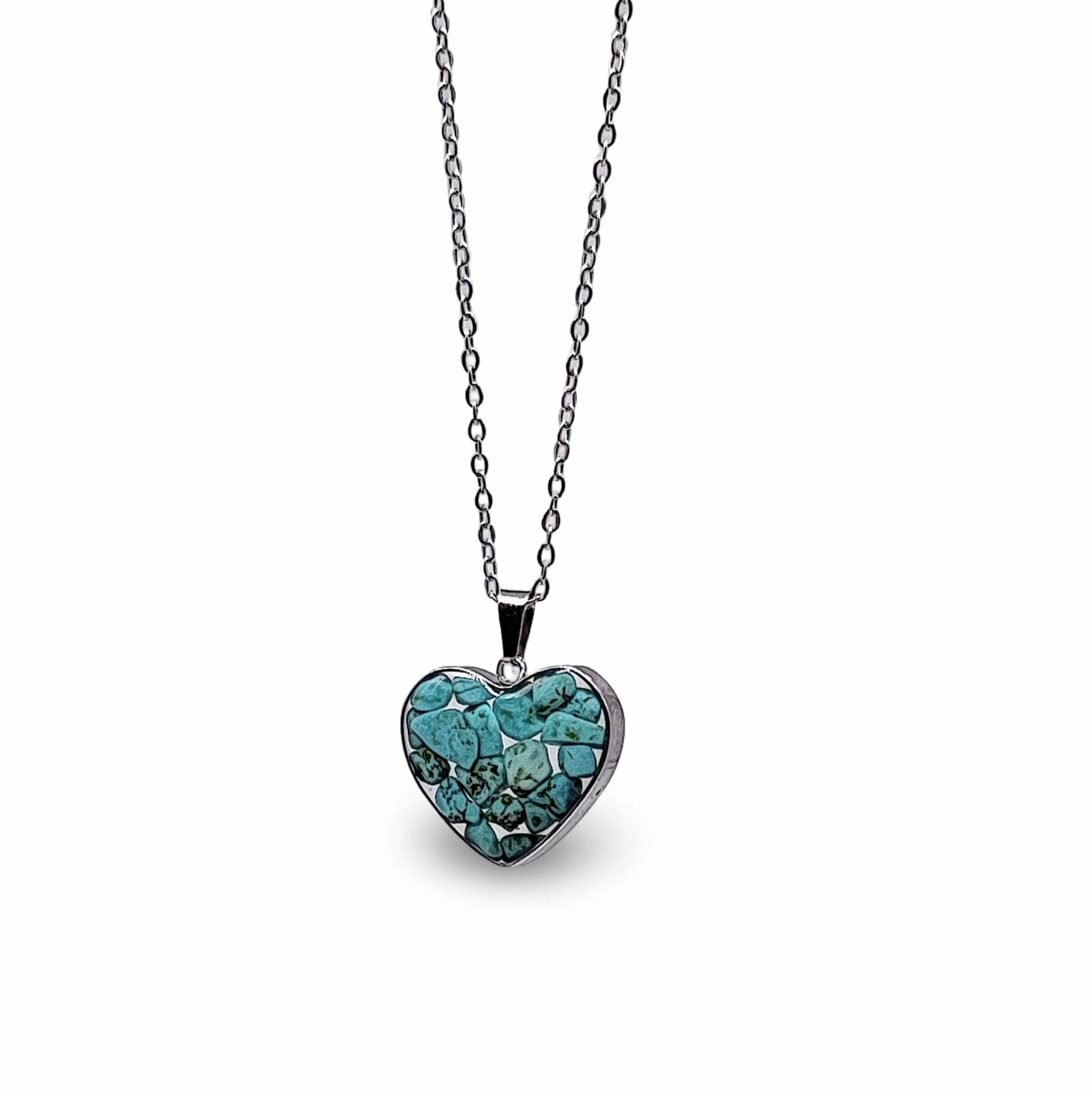 Necklace -Heart Shaped Glass Bottle -Blue Howlite -Blue Howlite -Arômes & Évasions