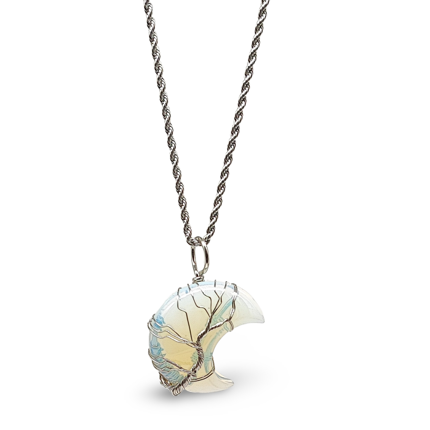 Necklace - Tree of Life - Natural Opalite - Crescent Moon