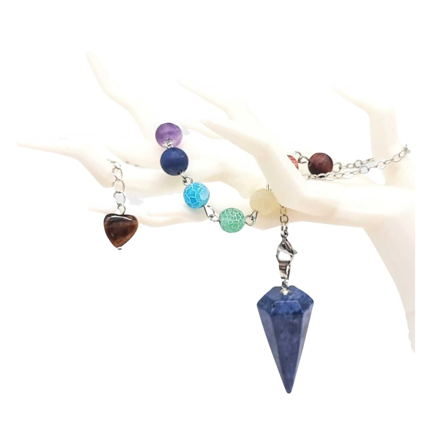 Pendulum -Cone -Natural Lapis Lazuli -7 Chakras Beads -Pendulum -Aromes Evasions 