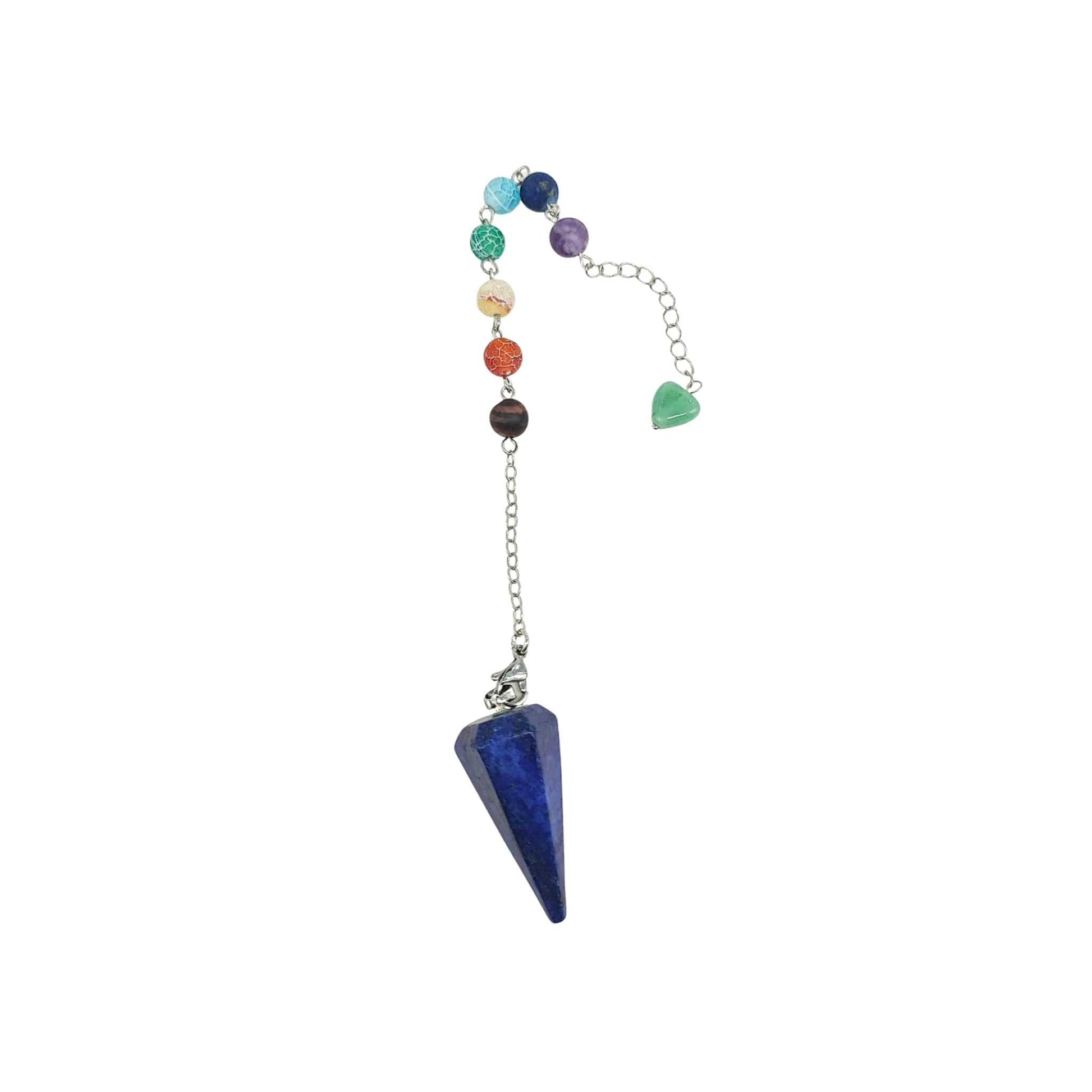 Pendulum -Cone -Natural Lapis Lazuli -7 Chakras Beads -Pendulum -Aromes Evasions 