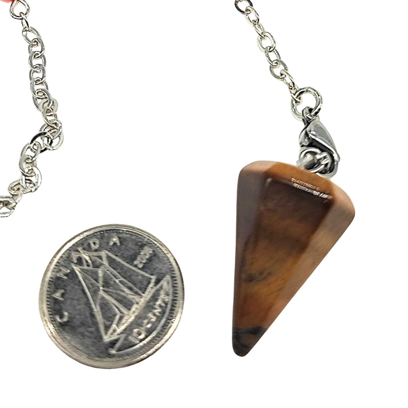 Pendulum -Small Cone -Tiger Eye & 7 Chakras Beads -Pendulum -Aromes Evasions 