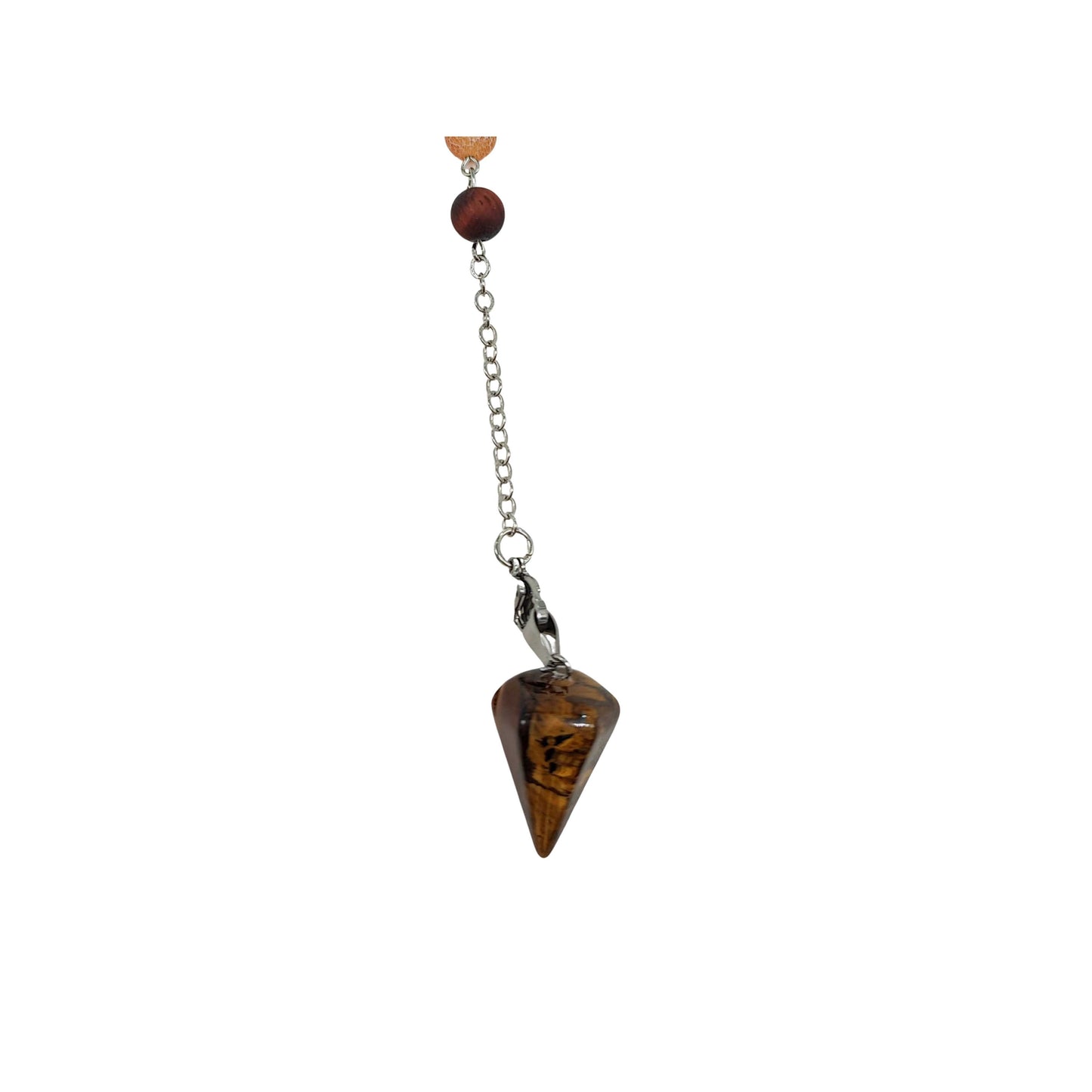 Pendulum -Small Cone -Tiger Eye & 7 Chakras Beads -Pendulum -Aromes Evasions 