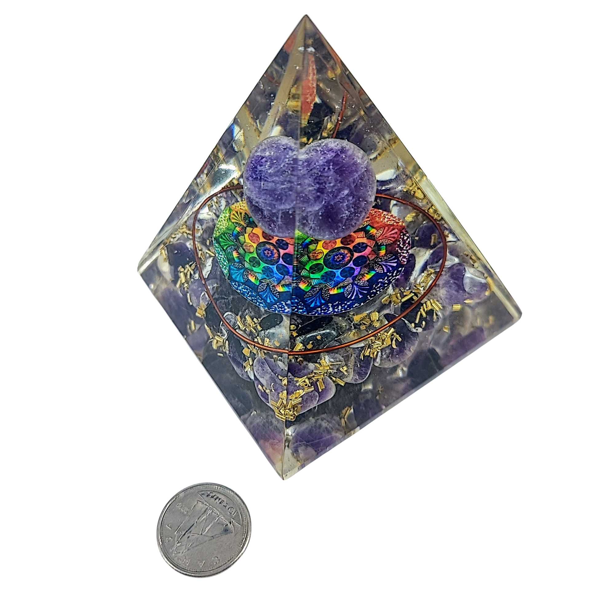 Pyramid -Orgonite -Amethyst Gemstones -Amethyst Sphere -Pyramid -Aromes Evasions 