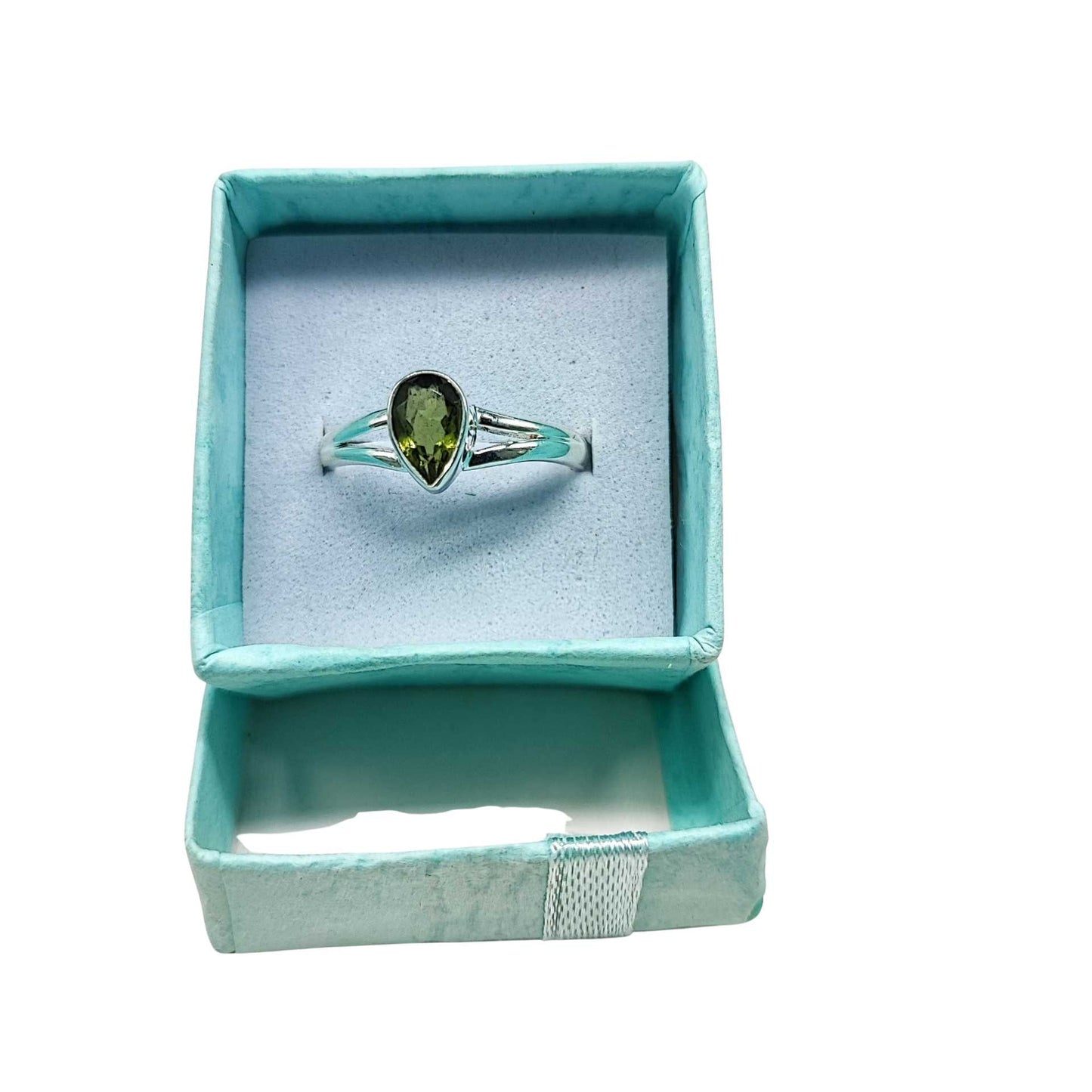 Ring -Natural Moldavite -Sterling -Silver -Size 9 -Moldavite -Aromes Evasions 