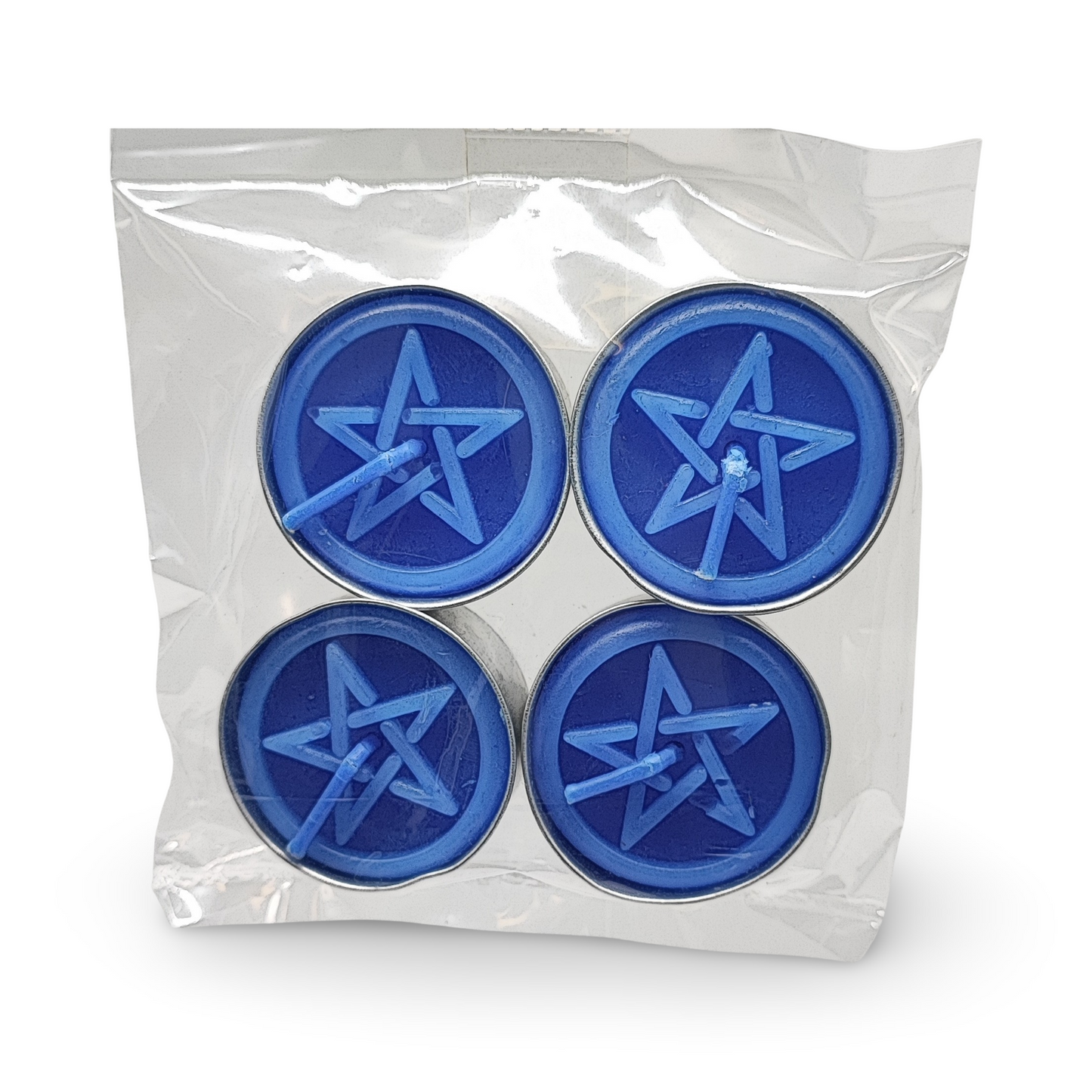 Ritual Candle -Tealights -Blue -Pentacle -Pack of 4 - Arômes et Évasions
