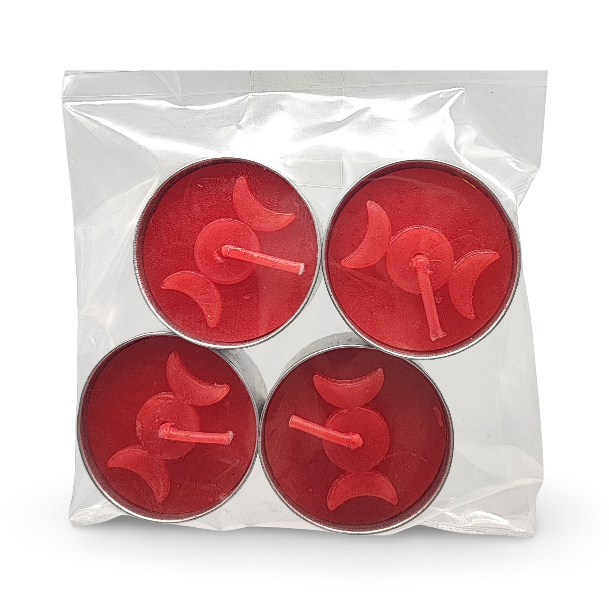 Ritual Candle -Tealights -Red -Triple Moon -Pack of 4 - Arômes et Évasions