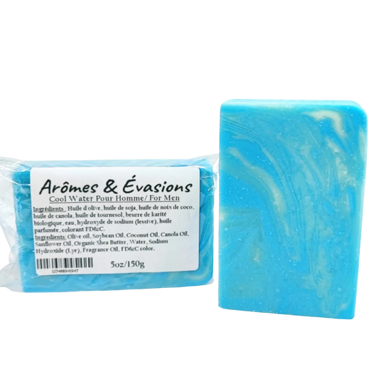 Soap Bar -Cold Process -Cool Water -For Men -Woody Scent -Aromes Evasions 