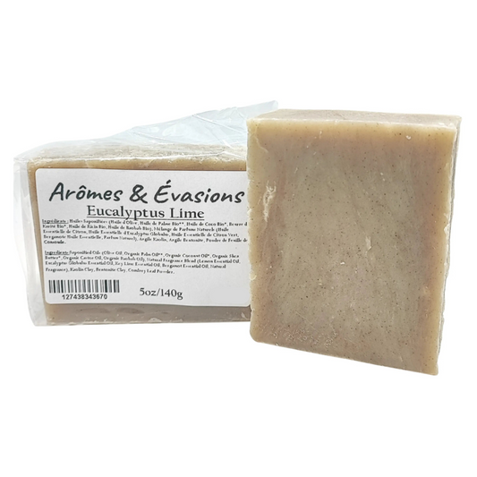 Soap Bar -Cold Process -Eucalyptus & Lime -5oz -Aromes Evasions 