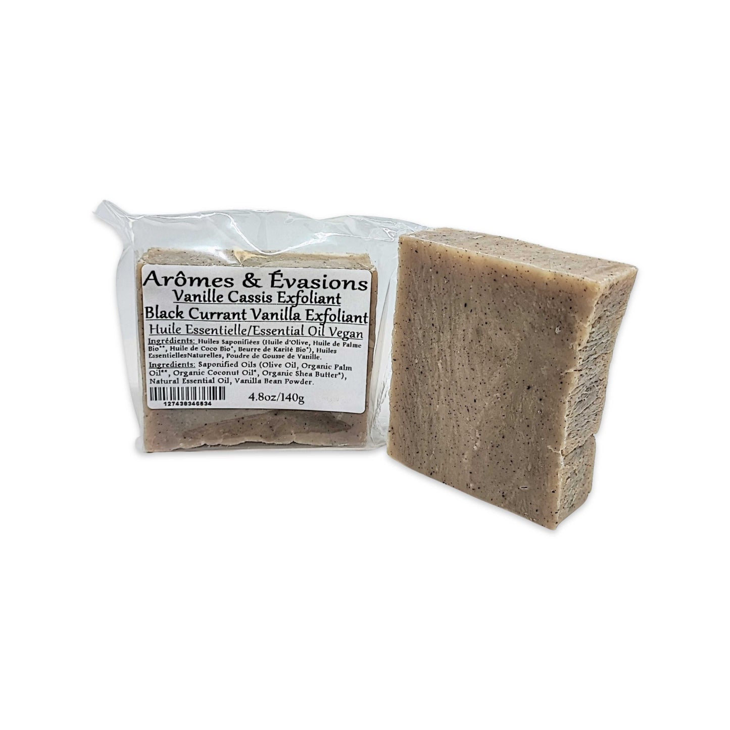 Soap Bar -Cold Process -Exfoliant -Black Currant Vanilla -Fruity Scent -Aromes Evasions 