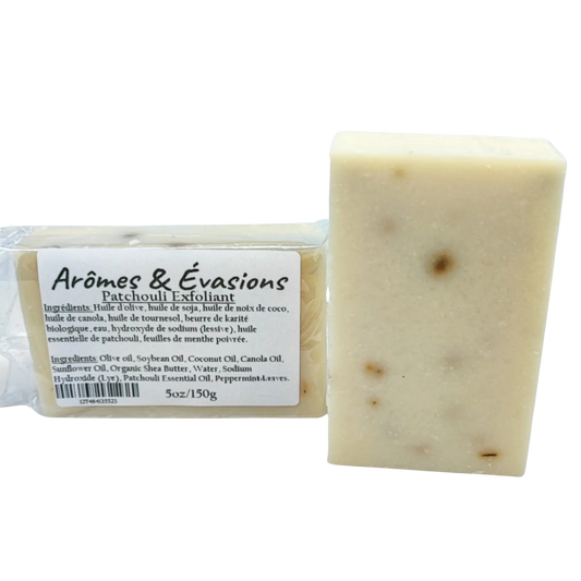 Soap Bar -Cold Process -Exfoliant -Patchouli -Herbal Scent -Aromes Evasions 