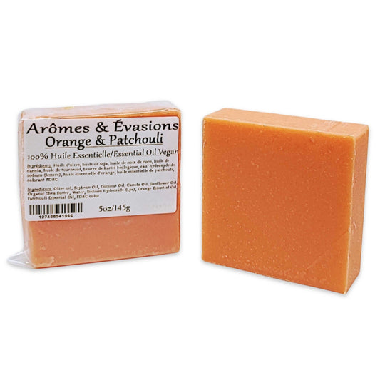 Soap Bar -Cold Process -Orange & Patchouli -Herbal Scent -Aromes Evasions 