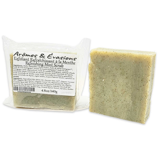 Soap Bar -Cold Process -Refreshing Mint Scrub -Herbal Scent -Aromes Evasions 