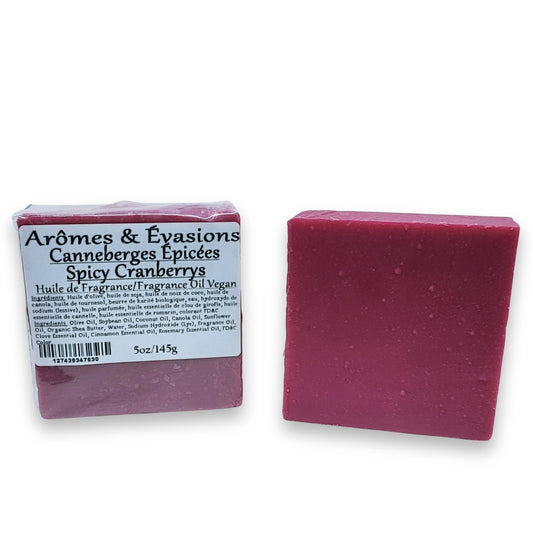 Soap Bar -Cold Process -Spicy Cranberries -Fruity Scent -Aromes Evasions 