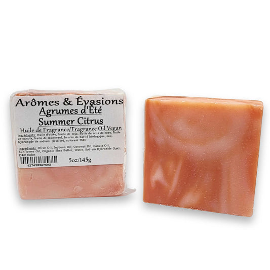 Soap Bar -Cold Process -Summer Citrus -Fruity Scent -Aromes Evasions 