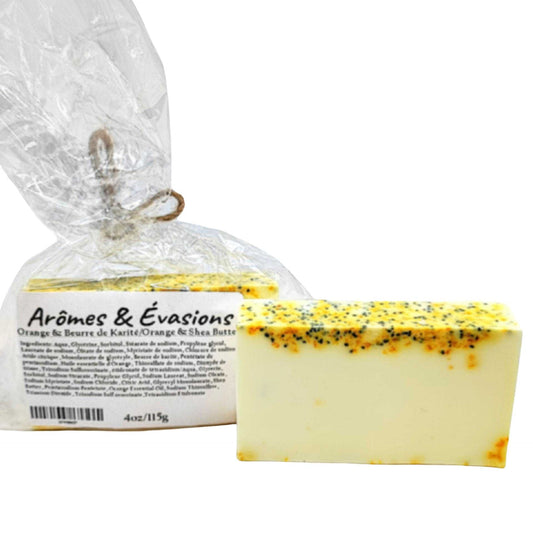 Soap Bar -Orange & Shea Butter 4oz -Fruity Scent -Aromes Evasions 