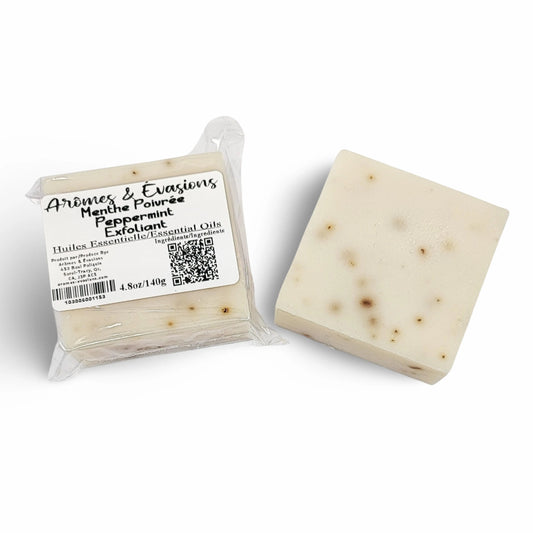 Soap Bar -Cold Process -Exfoliant -Peppermint -Herbal Scent -Aromes Evasions