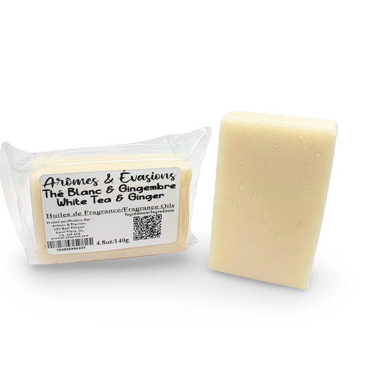 Soap Bar -Cold Process -White Tea & Ginger -Herbal Scent -Aromes Evasions