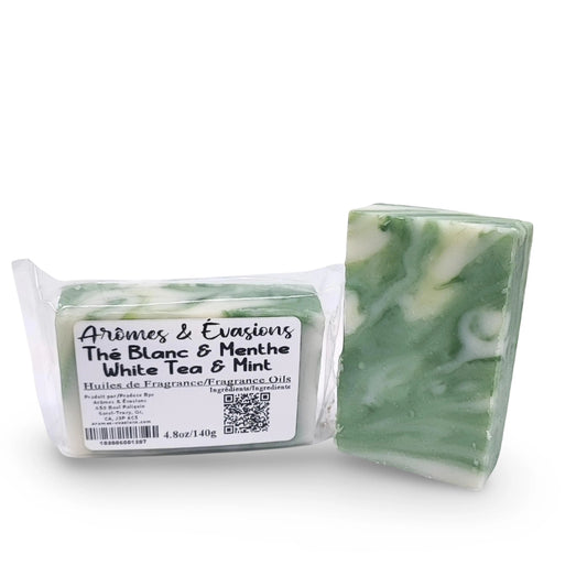 Soap Bar -Cold Process -White Tea & Mint -Herbal Scent -Aromes Evasions