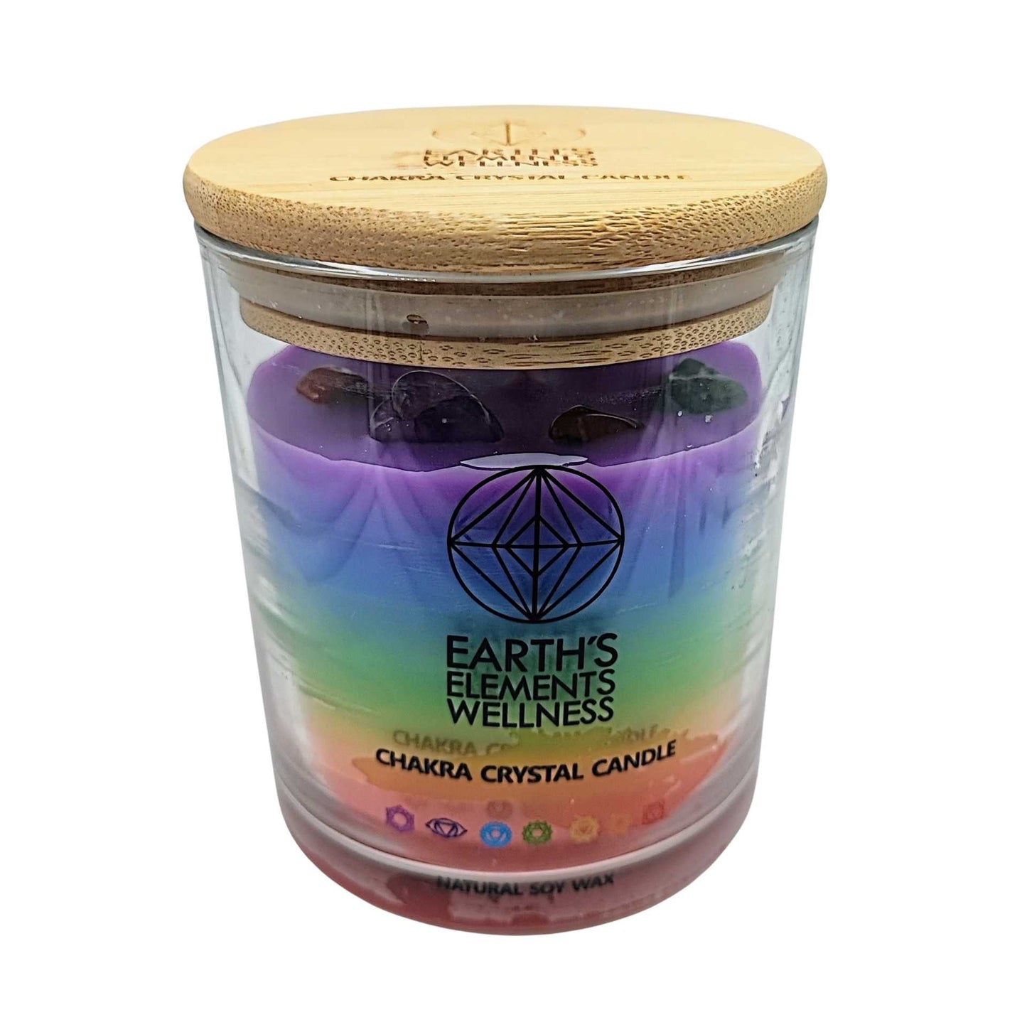 Soy Candle -7 Chakras -With Crystals -7.1oz -Aromes Evasions 