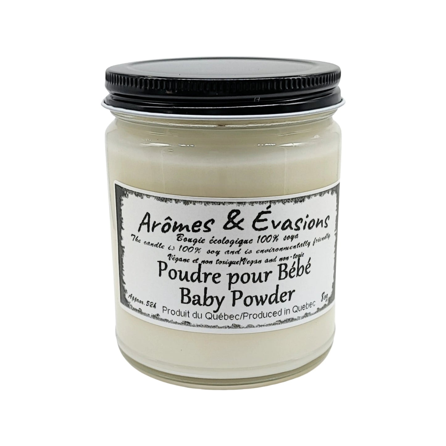 Soy Candle -Baby Powder -8oz -8oz -Aromes Evasions 