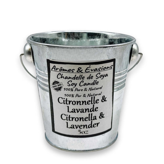 Soy Candle -Citronella & Lavender -5 oz -Metal Bucket -5oz -Aromes Evasions 