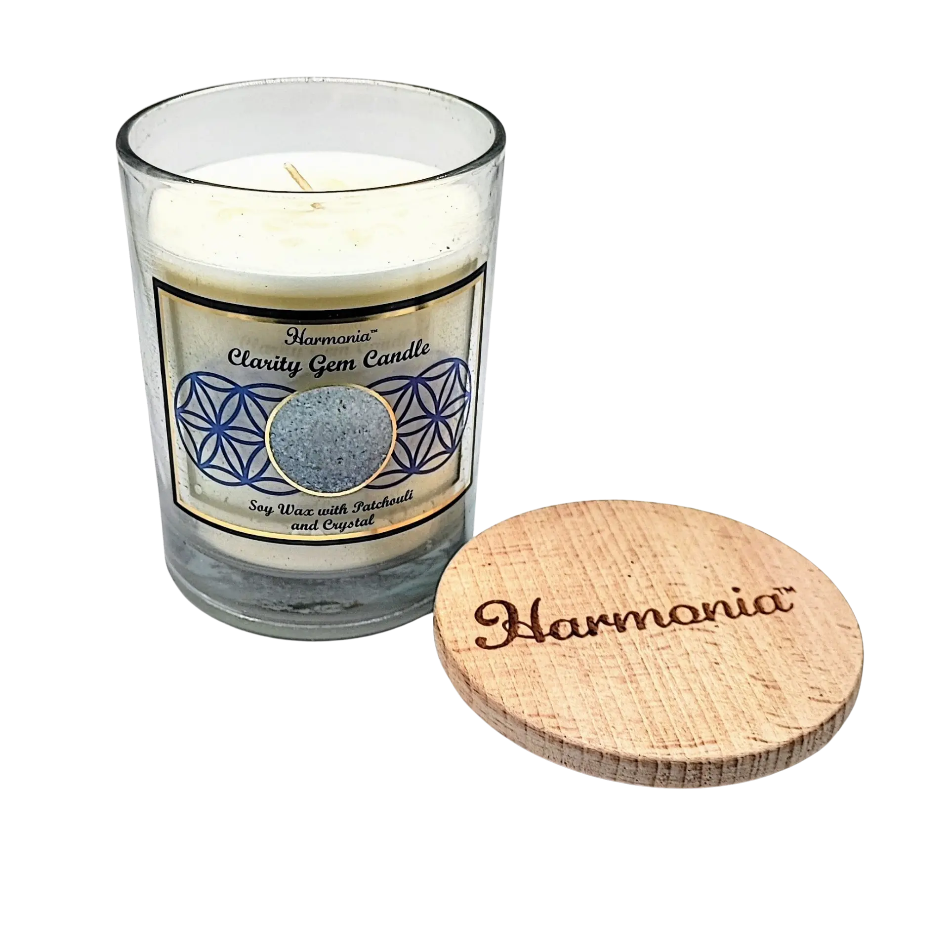 Soy Candle -Harmonia Clarity -Patchouli & Crystal Stone -9oz -9oz -Aromes Evasions 