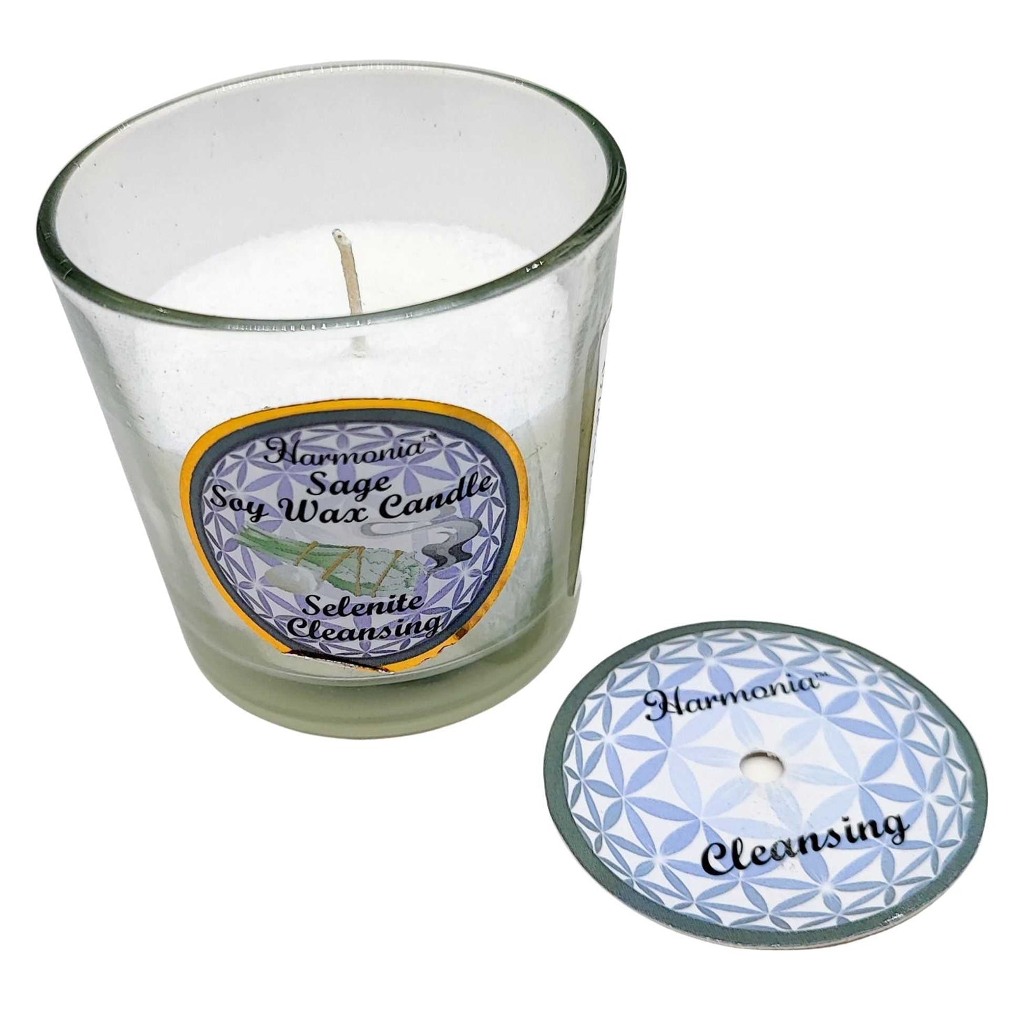 Soy Candle -Harmonia Cleansing -Sage & Selenite -3oz -3oz -Aromes Evasions 