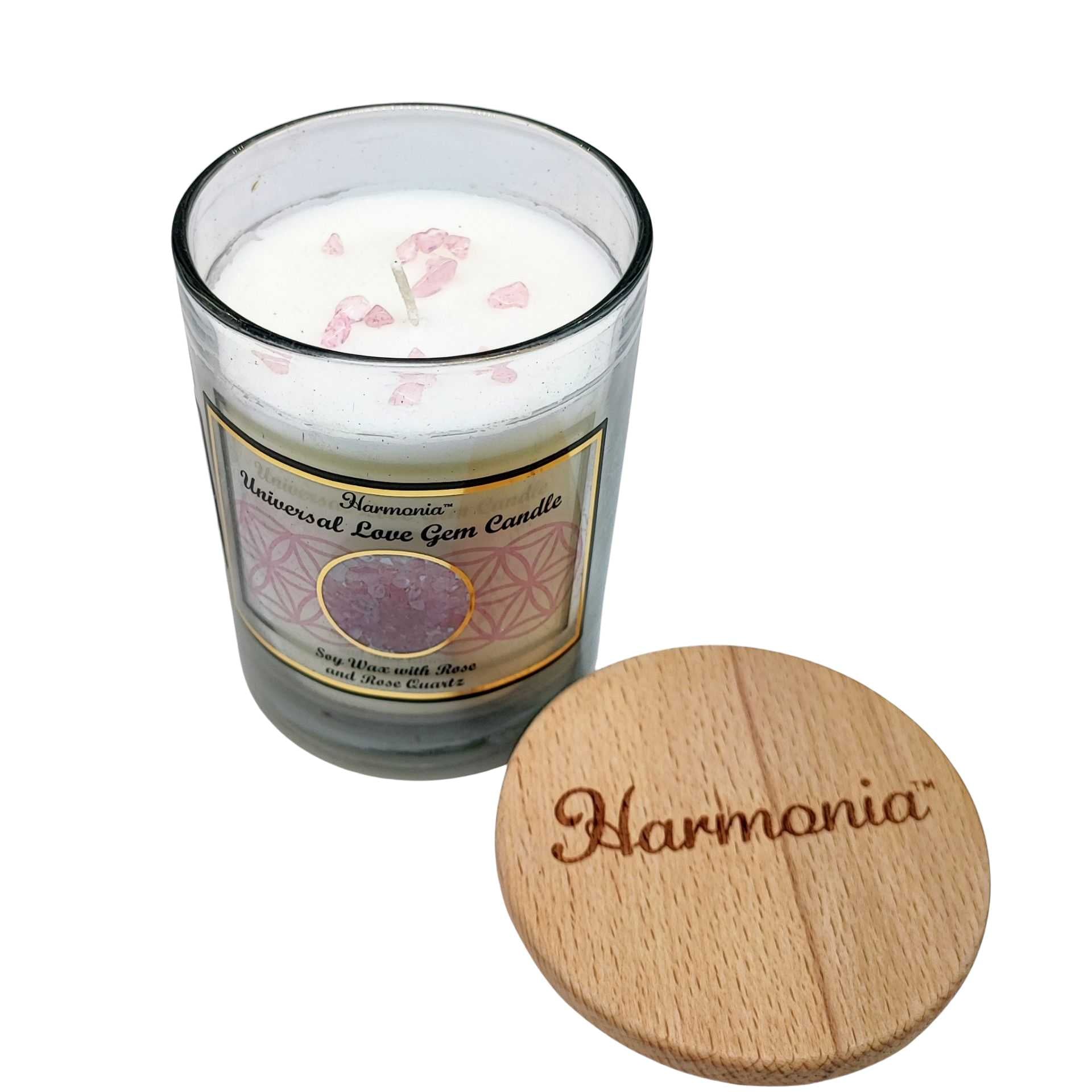 Soy Candle Harmonia -Universal Love -Rose & Rose Quartz -9oz -9oz -Aromes Evasions 