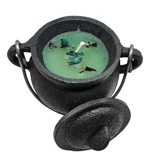 Soy Smudge Candle -Eucalyptus -Filled in 4 inch Cast Iron Cauldron -3.5oz -3.5oz -Aromes Evasions 