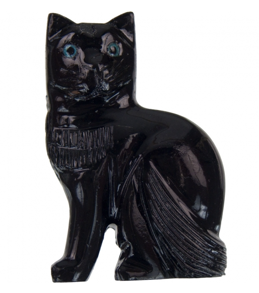 Spirit Animal -Carved Stone -Black Onyx -Cat - Arômes et Évasions