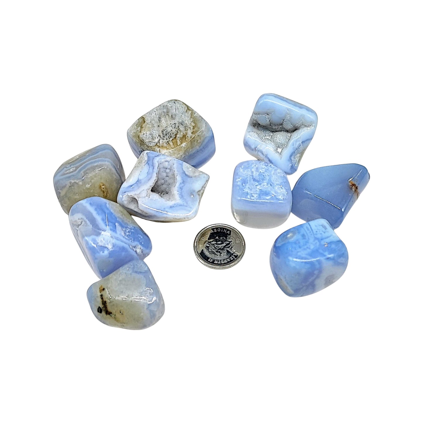 Stone -Blue Lace Agate  -Tumbled -Large -Large -Aromes Evasions 